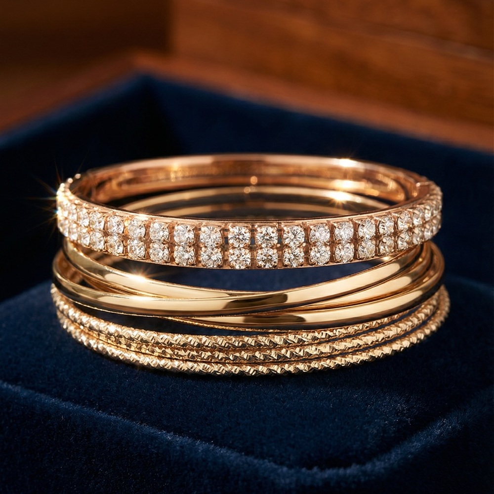 Elegant costume rose gold color bangle bracelets